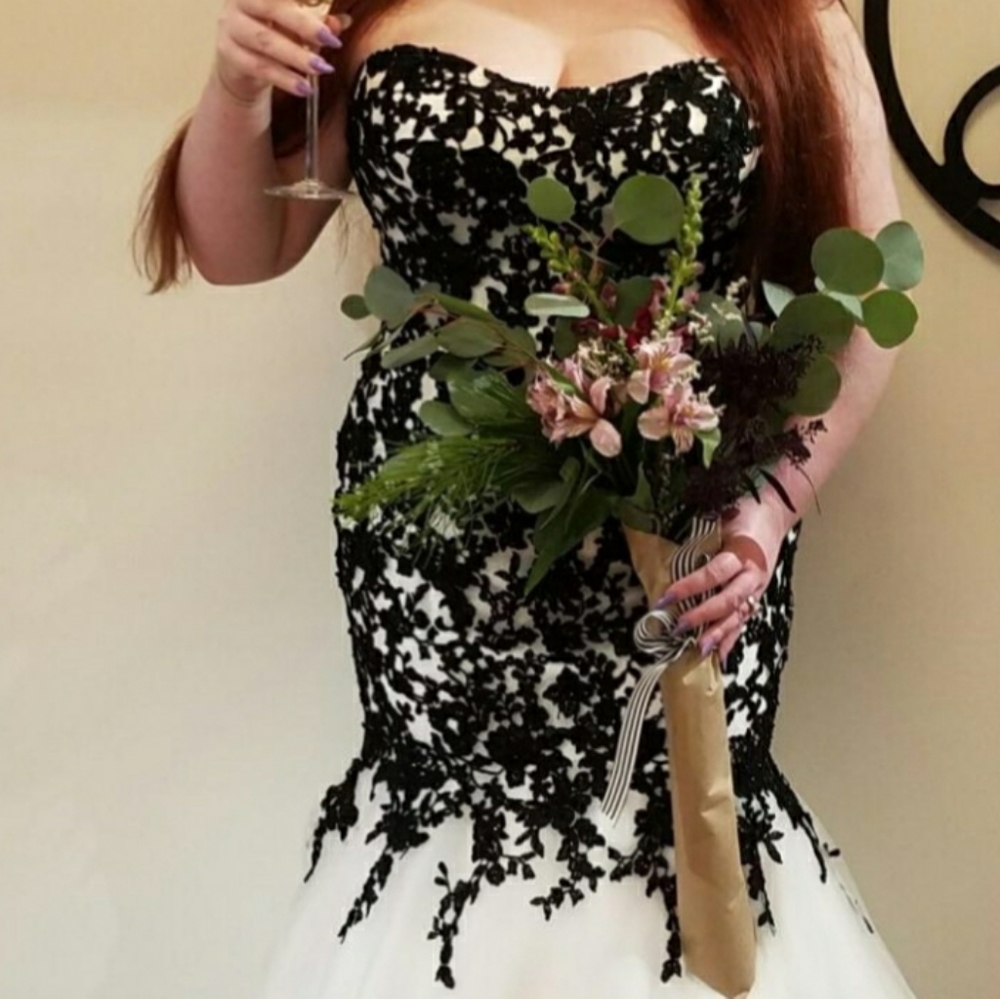 Black and white wedding dress